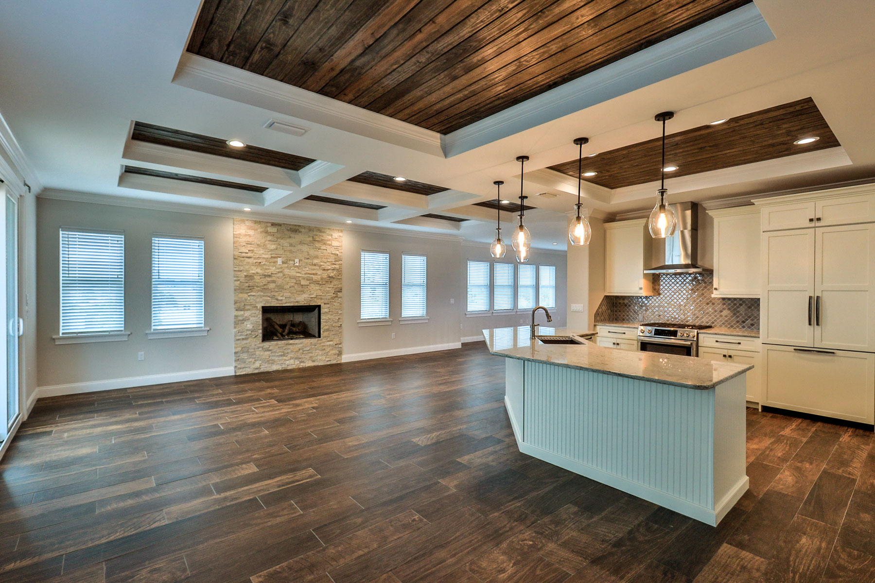 Ponce Inlet Key kitchen island and family room